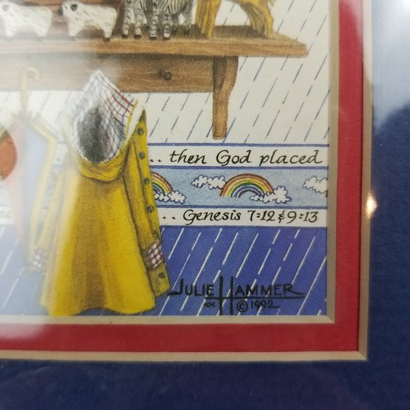 Julie Hammer Noah's Ark 5x7 Blue & Red Matted Print NWOT - Picture 2 of 4